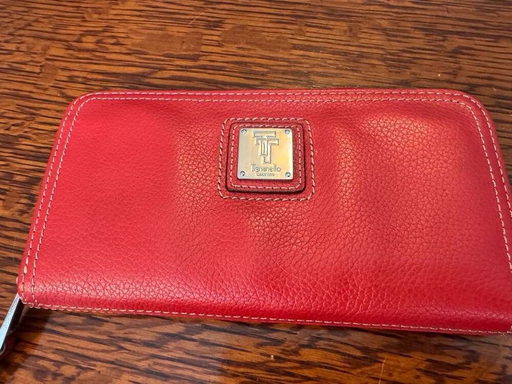 Tignanello Red Leather Zip Around Wallet